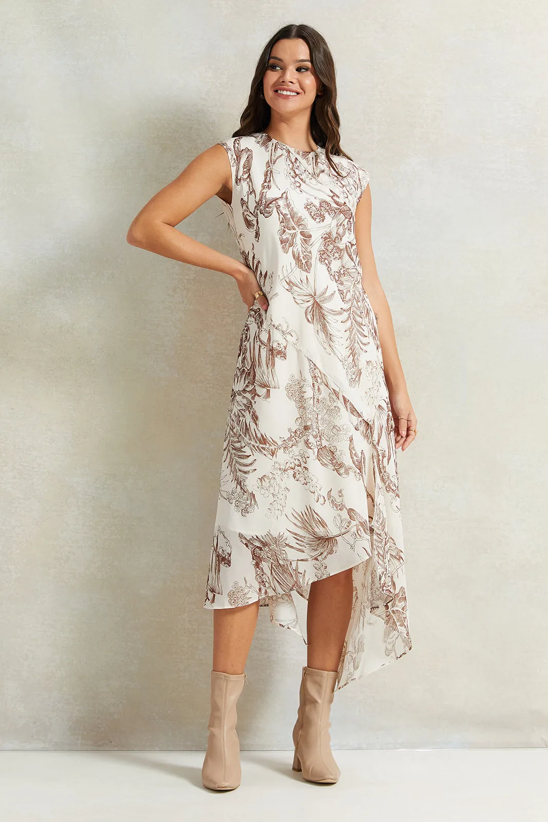 Women Ivory Printed Dress