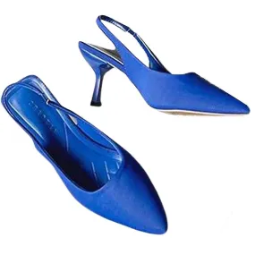 Blue Women's Pointed Toe High Heels Sandals with Ankle Strap - Size 41