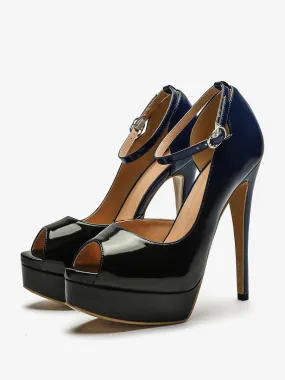 Women's High Heel Peep Toe Ankle Strap Platforms Pumps