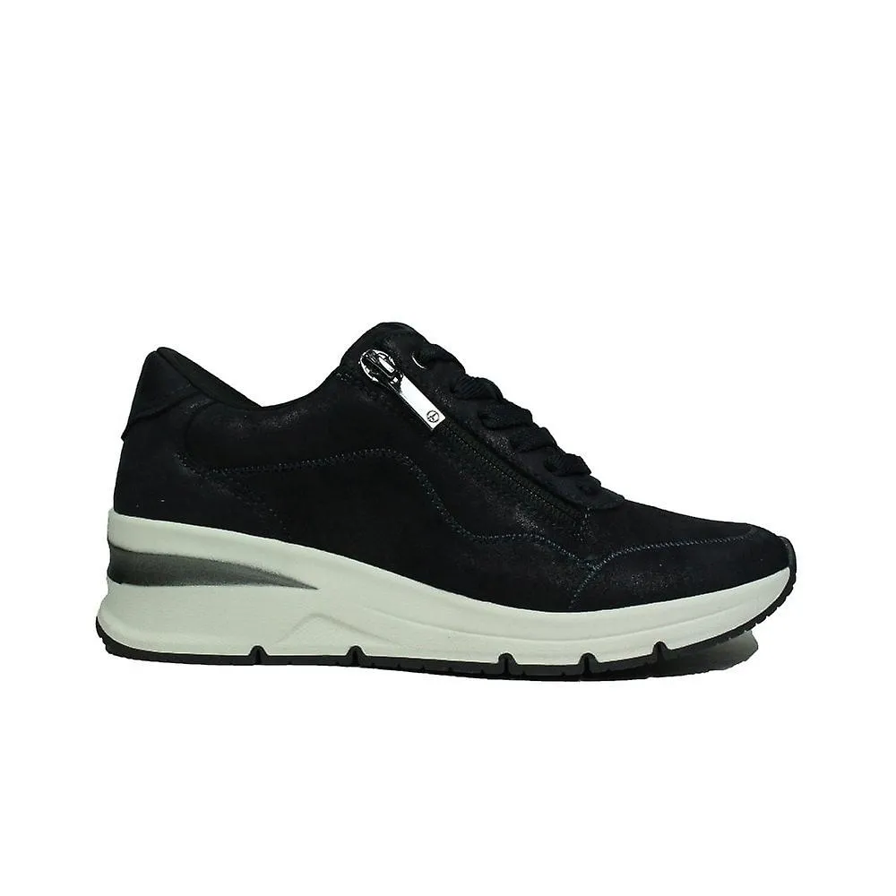 Womens Navy Nubuck Wedge Trainers Tamaris 23761 42 805