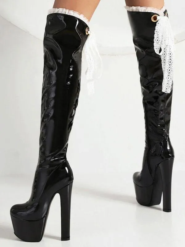 Stylish Over-The-Knee Stiletto Heel Platform Boots