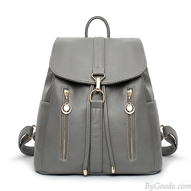 Women's Soft Leather Rucksack Backpack for Leisure Travel and Shopping