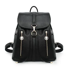 Women's Soft Leather Rucksack Backpack for Leisure Travel and Shopping