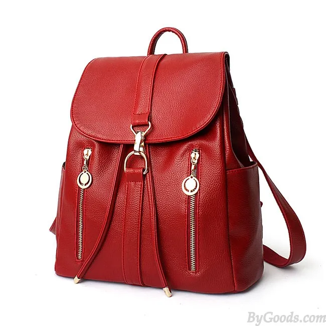 Women's Soft Leather Rucksack Backpack for Leisure Travel and Shopping