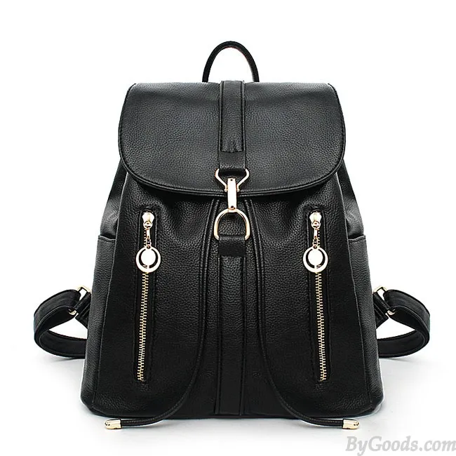 Women's Soft Leather Rucksack Backpack for Leisure Travel and Shopping