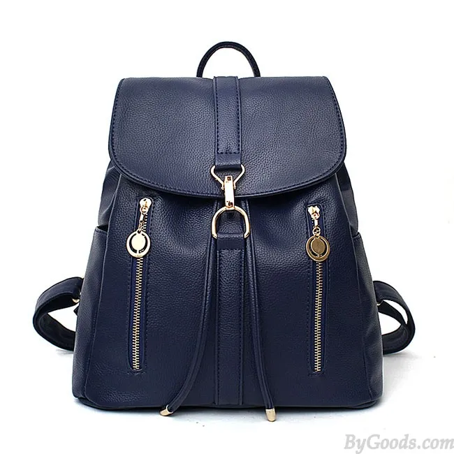 Women's Soft Leather Rucksack Backpack for Leisure Travel and Shopping