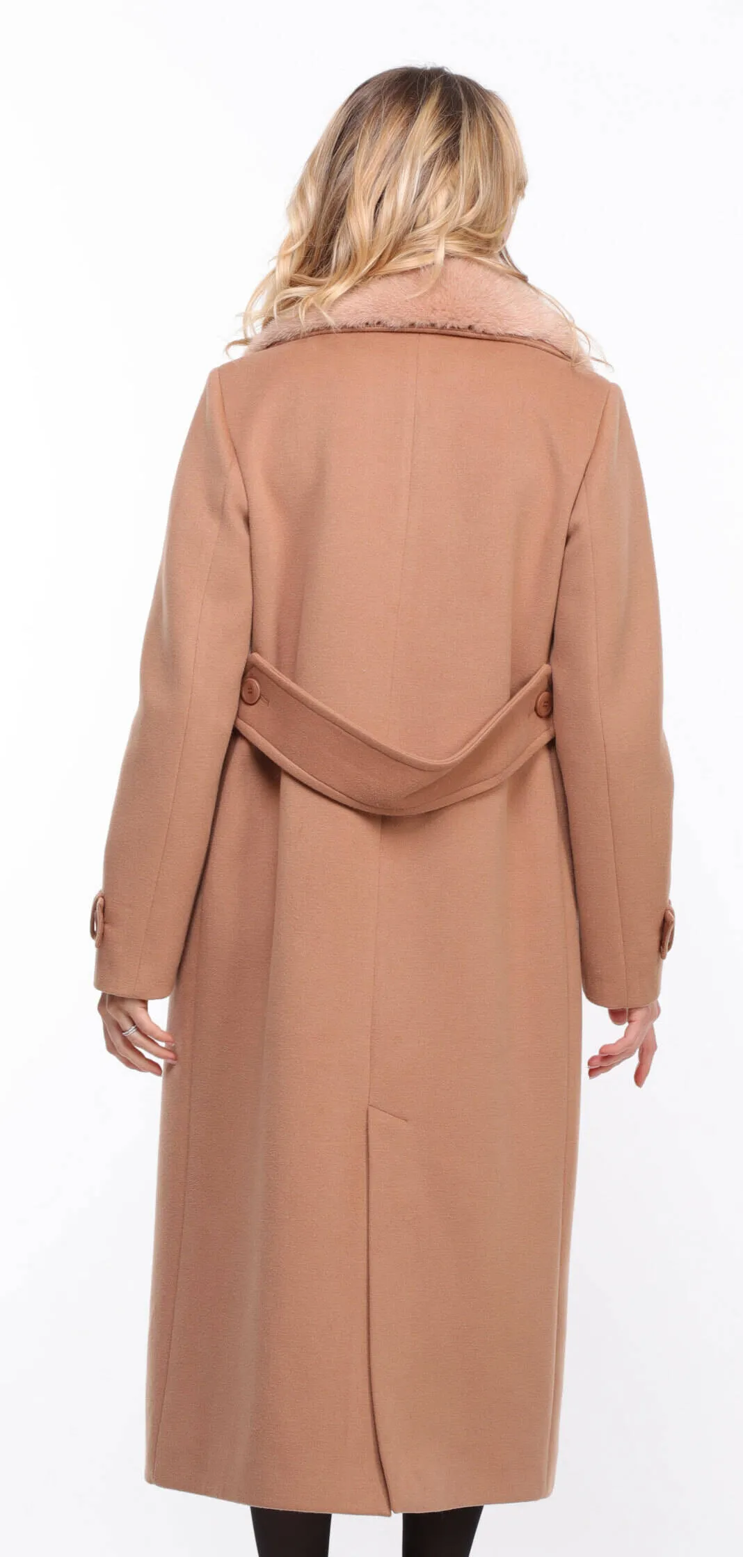 Taupe Mink Collar Coat