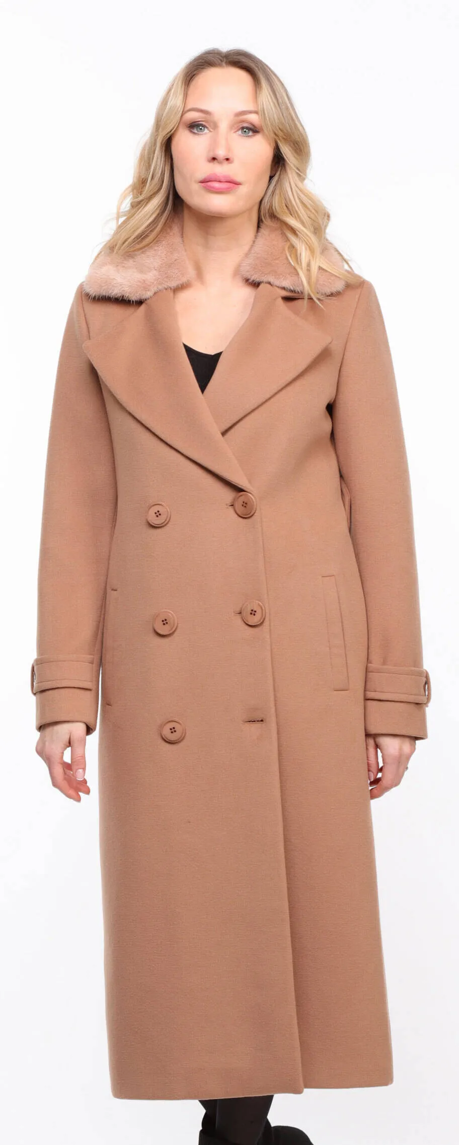 Taupe Mink Collar Coat