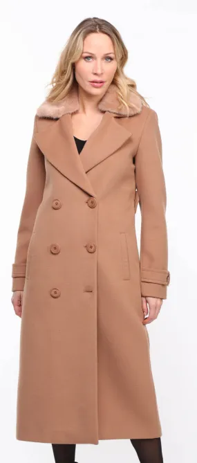 Taupe Mink Collar Coat