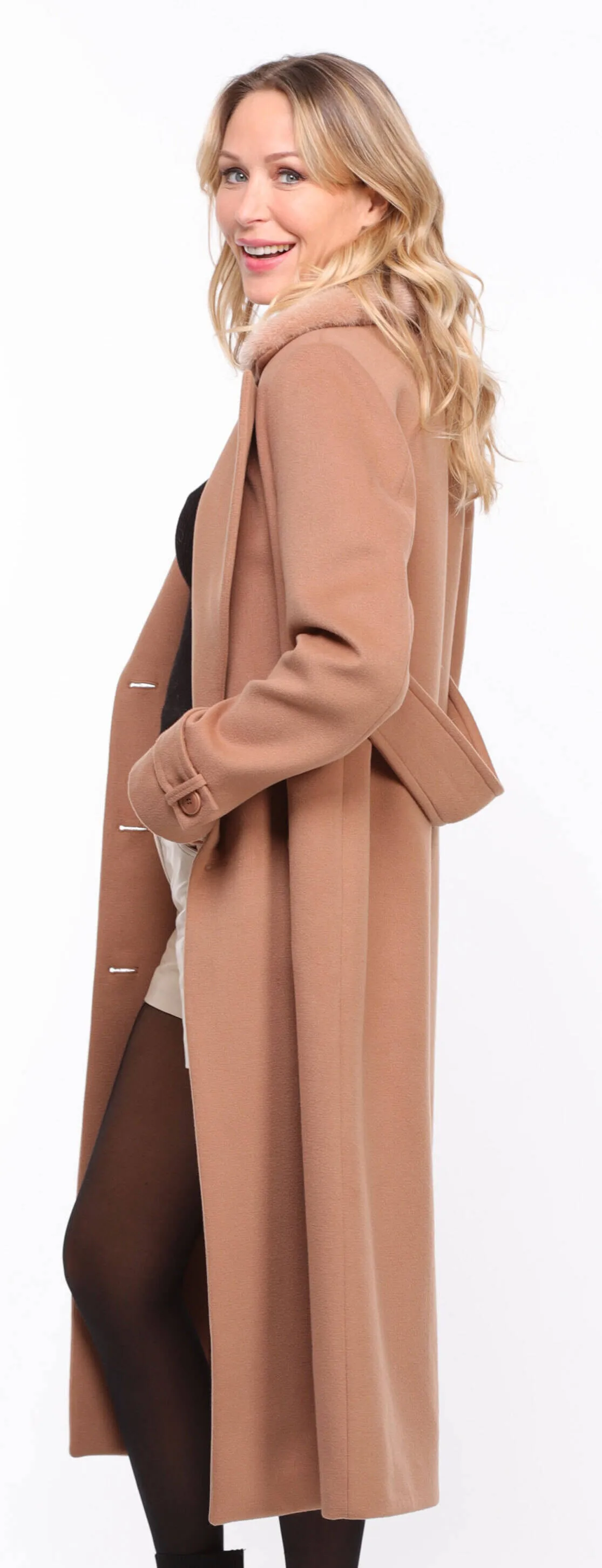 Taupe Mink Collar Coat