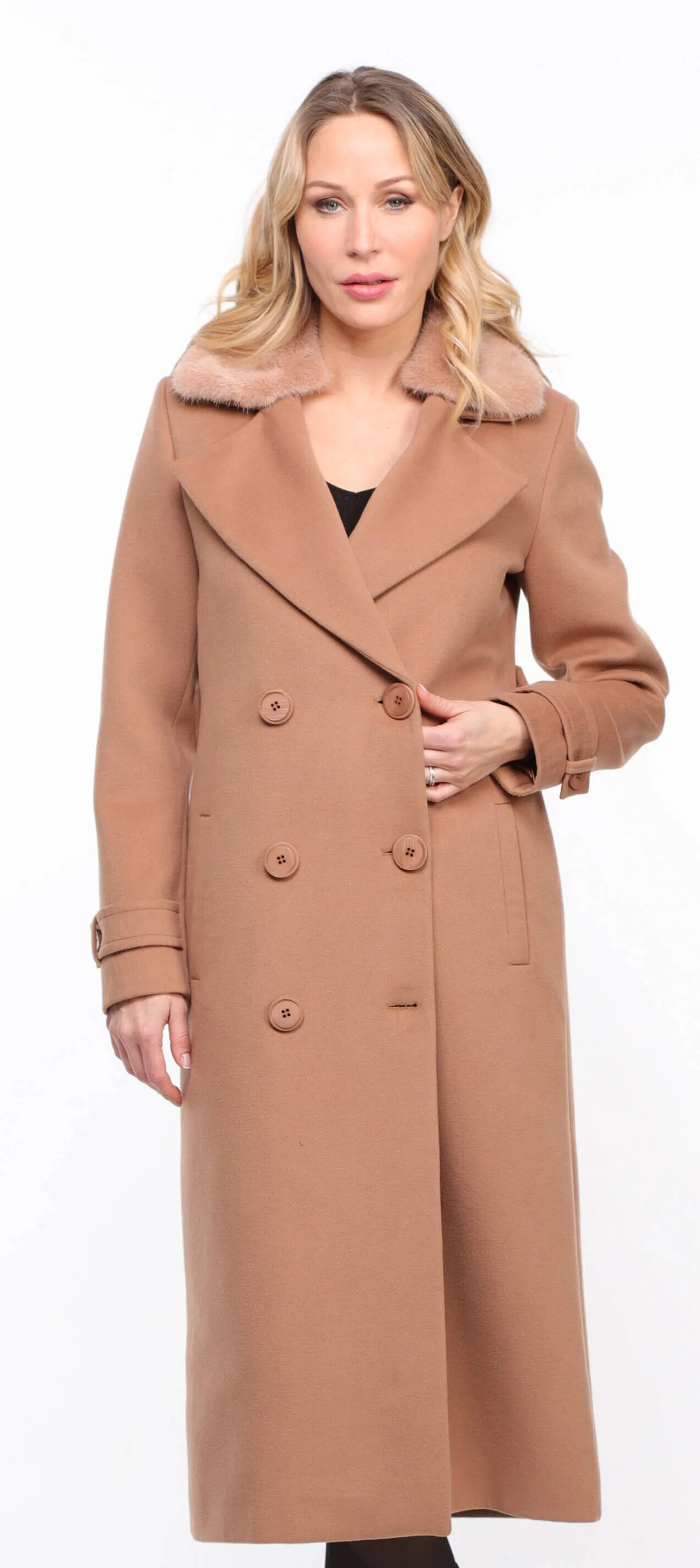 Taupe Mink Collar Coat