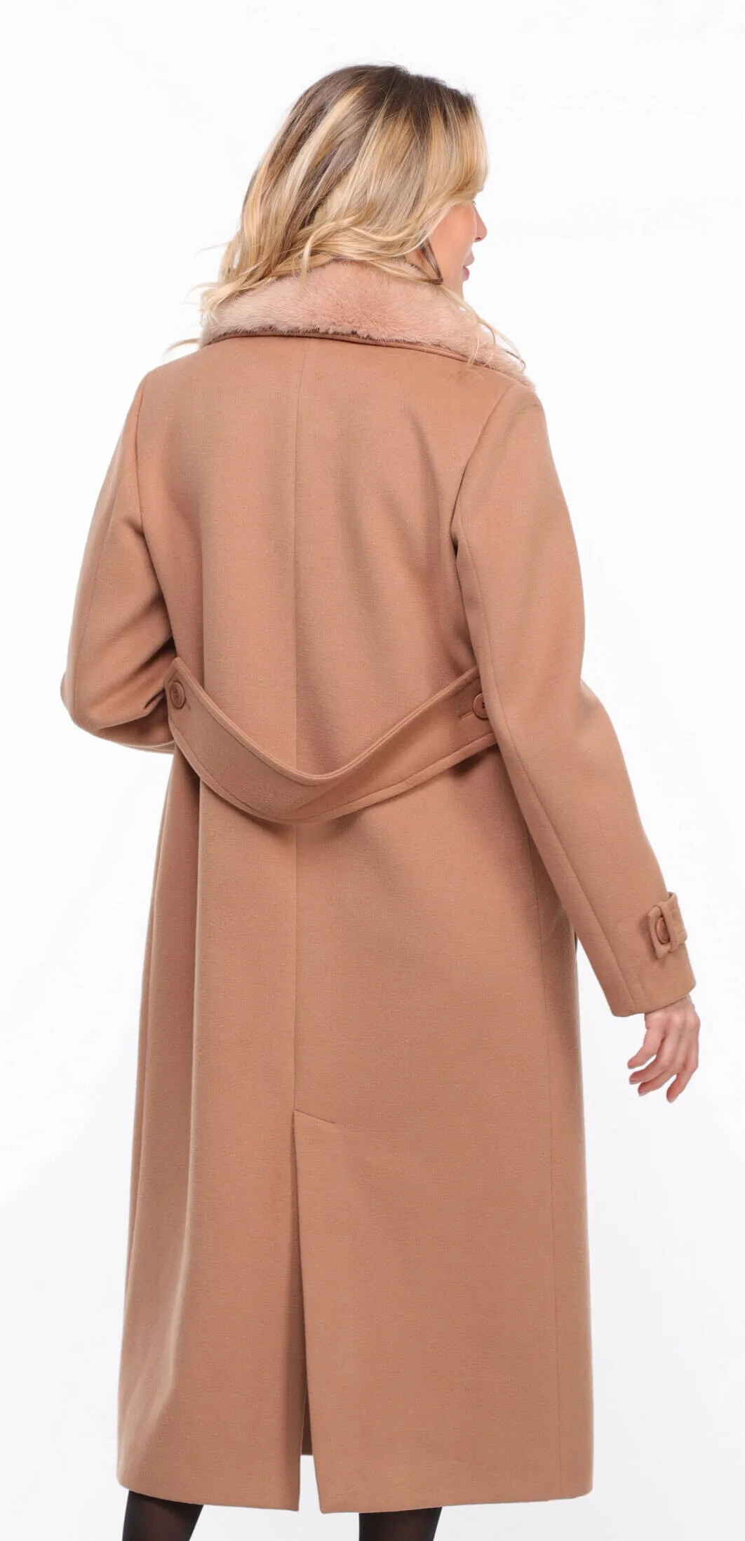 Taupe Mink Collar Coat