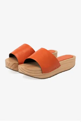 WOODSNDL04 - Platform Wooden Mule Flat Sandal