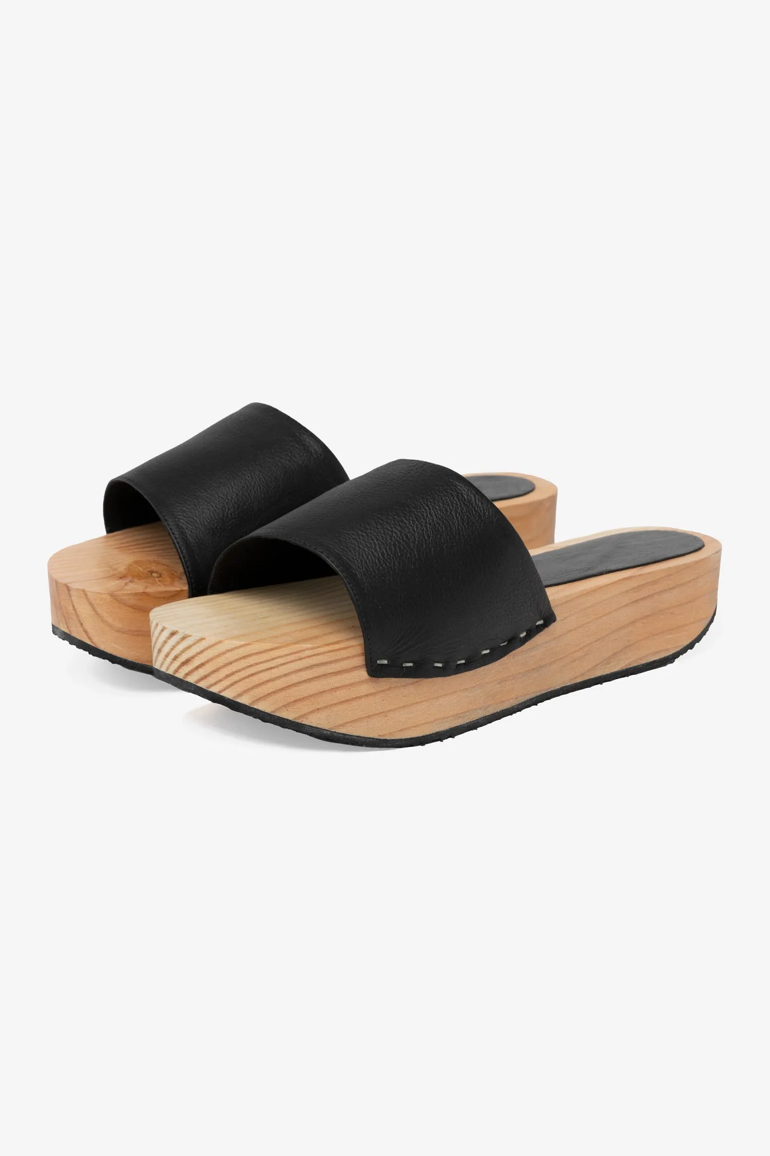 WOODSNDL04 - Platform Wooden Mule Flat Sandal