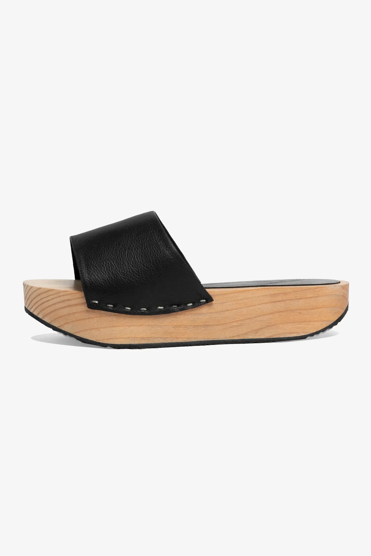 WOODSNDL04 - Platform Wooden Mule Flat Sandal