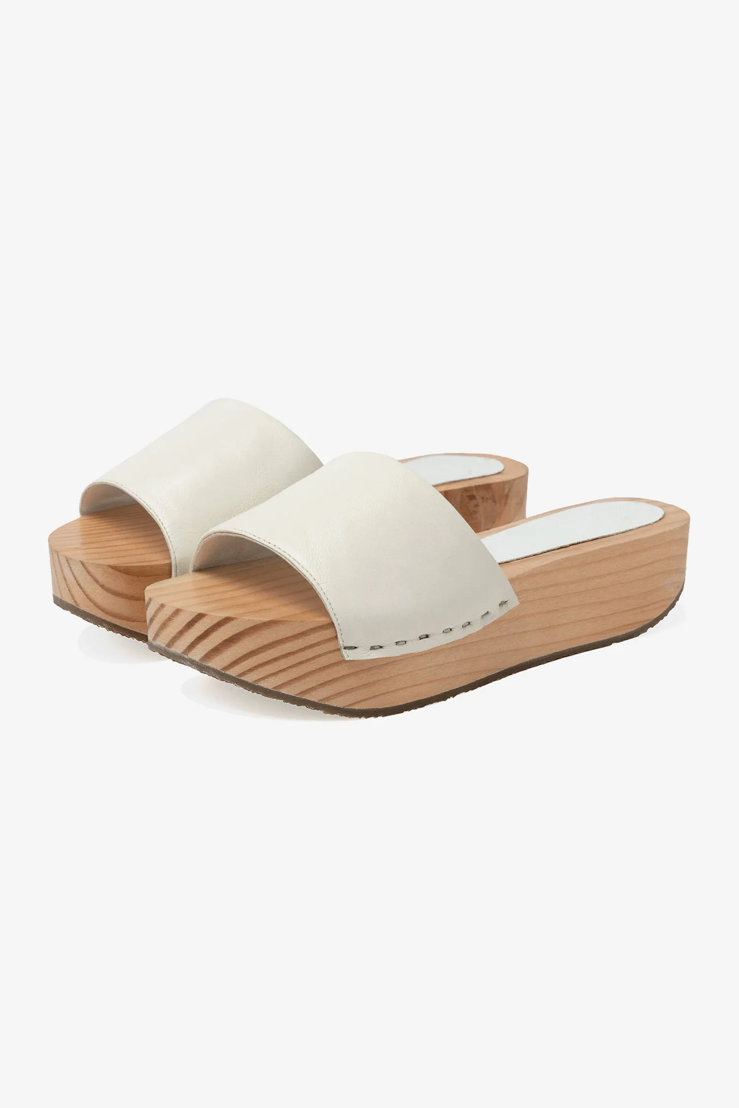 WOODSNDL04 - Platform Wooden Mule Flat Sandal