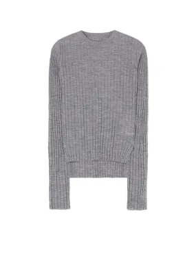 WOOL CREW NECK RIB KNIT