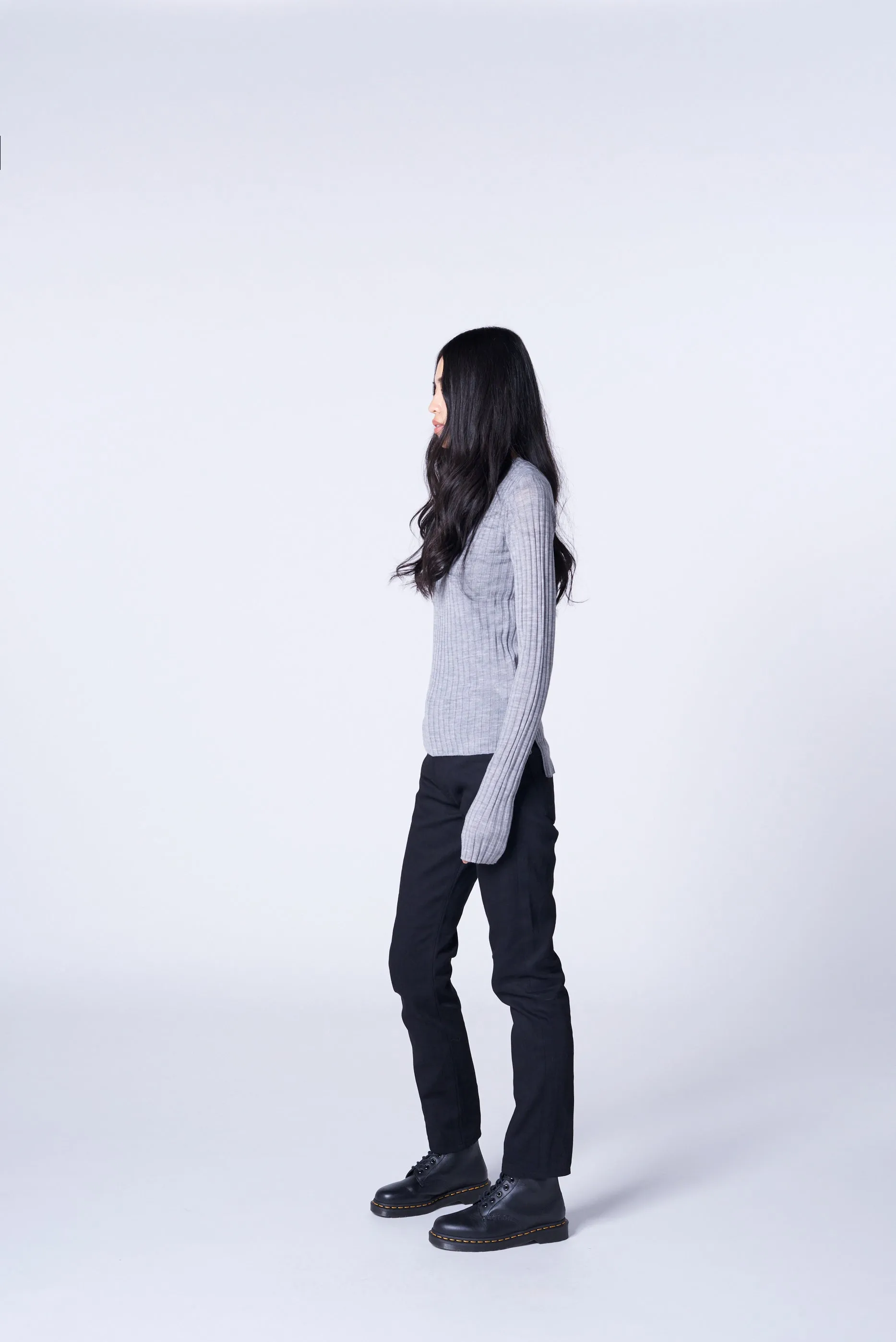 WOOL CREW NECK RIB KNIT