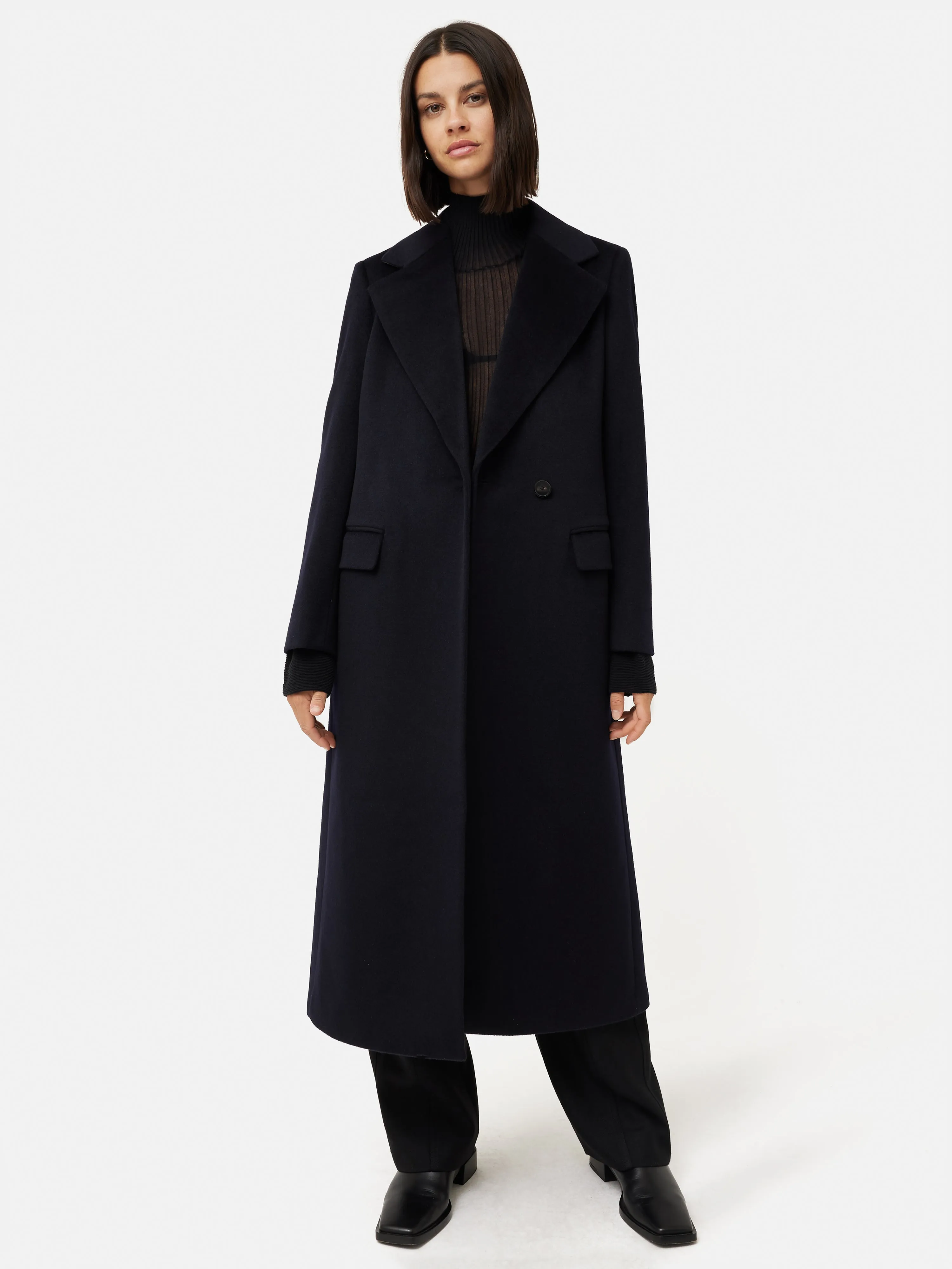 Wool Maxi City Coat | Navy