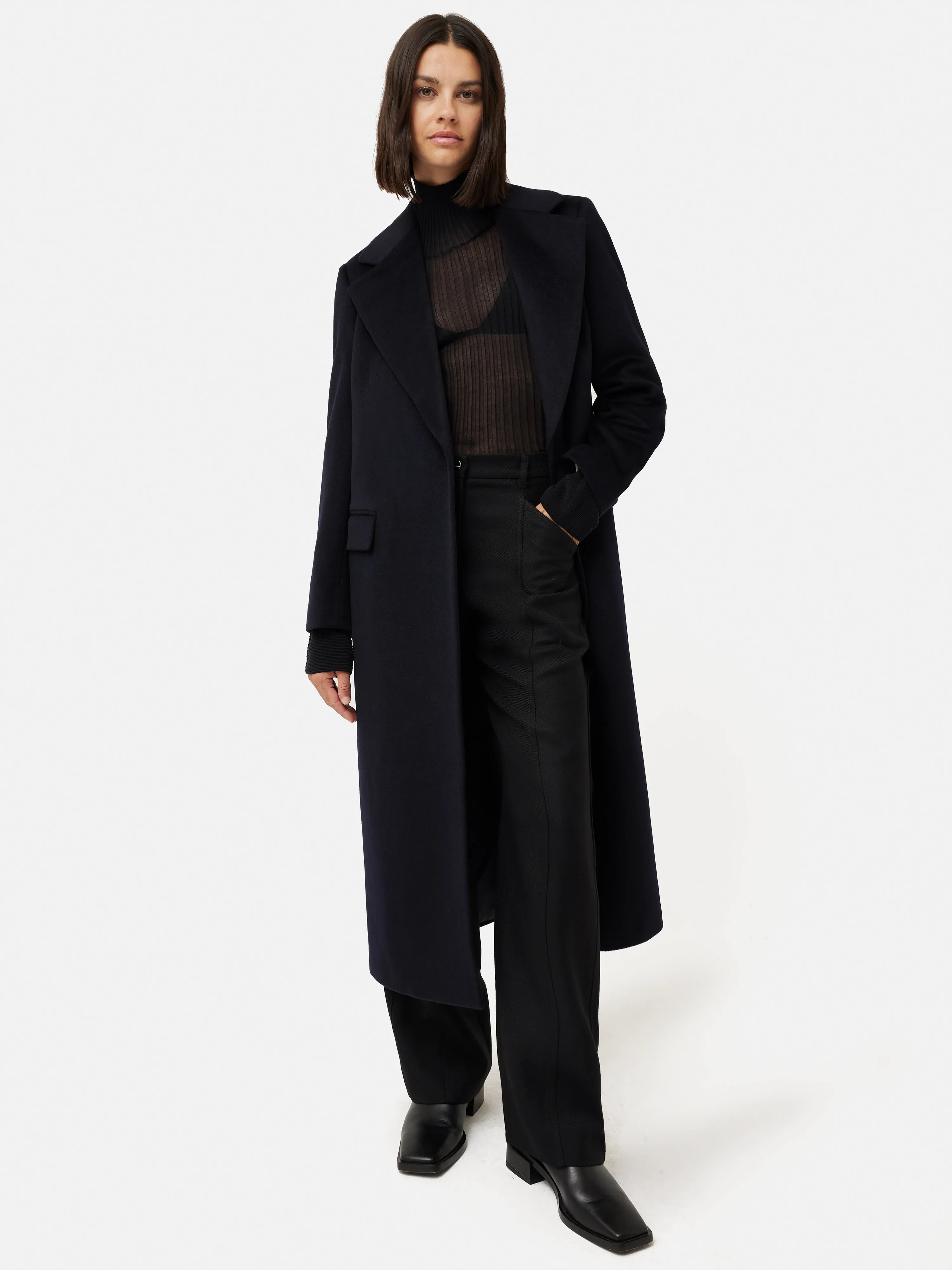 Wool Maxi City Coat | Navy