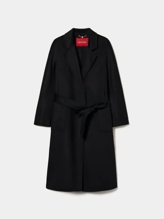 Wool overcoat with belt.