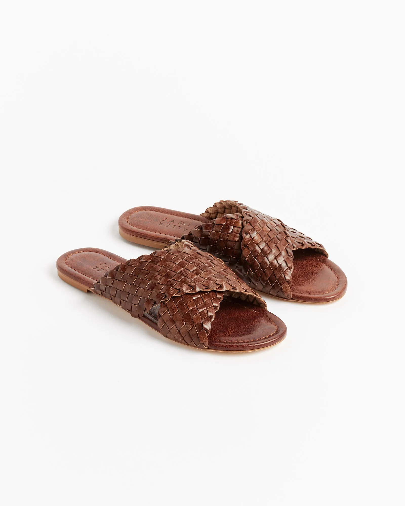 Brown Braided Woven Strap Slide