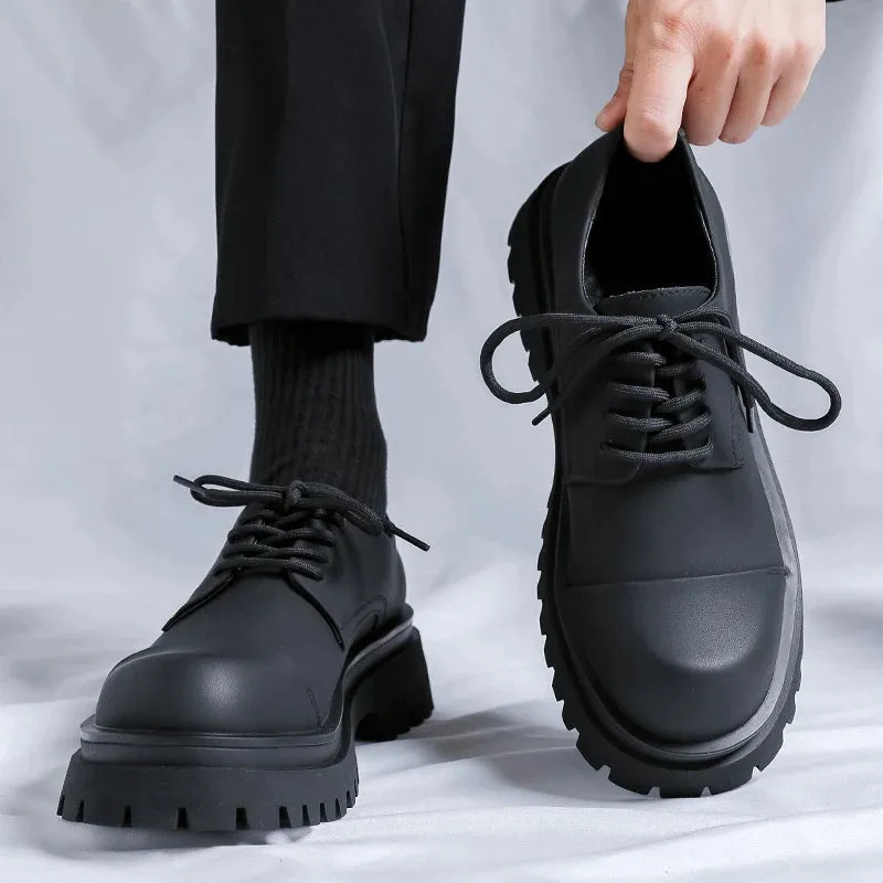 Yangji Matt Black Toe Cap Chunky Derby Shoes