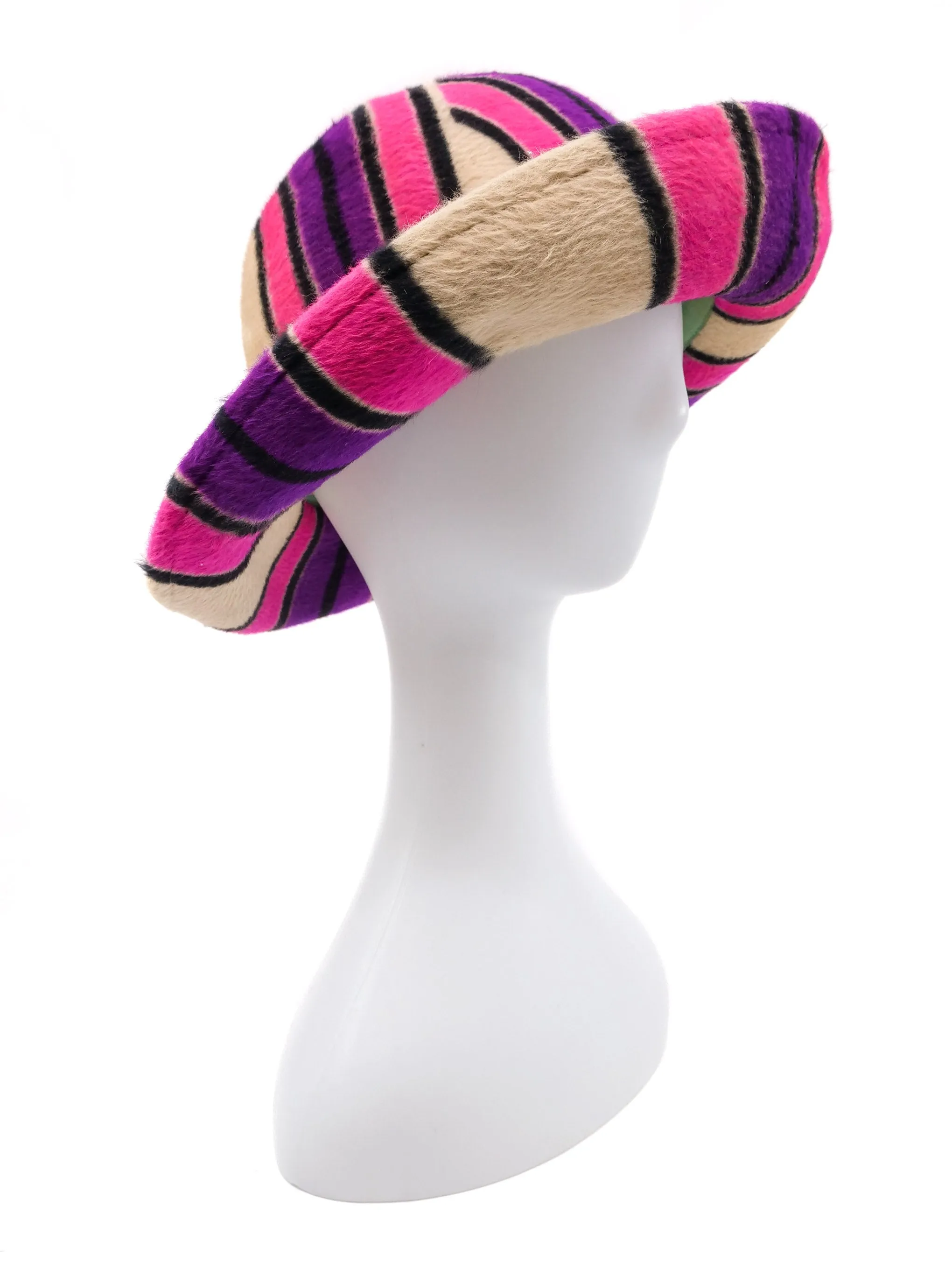 Yves Saint Laurent Striped Felt and Fur Hat