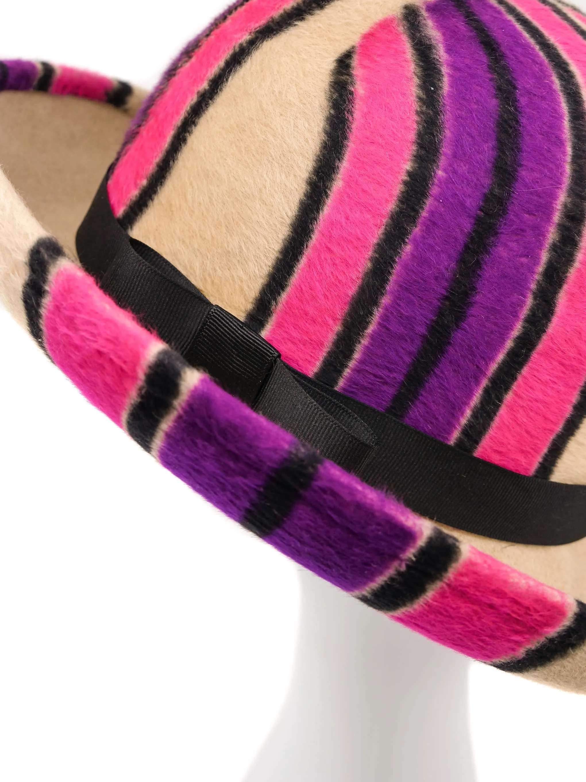 Yves Saint Laurent Striped Felt and Fur Hat