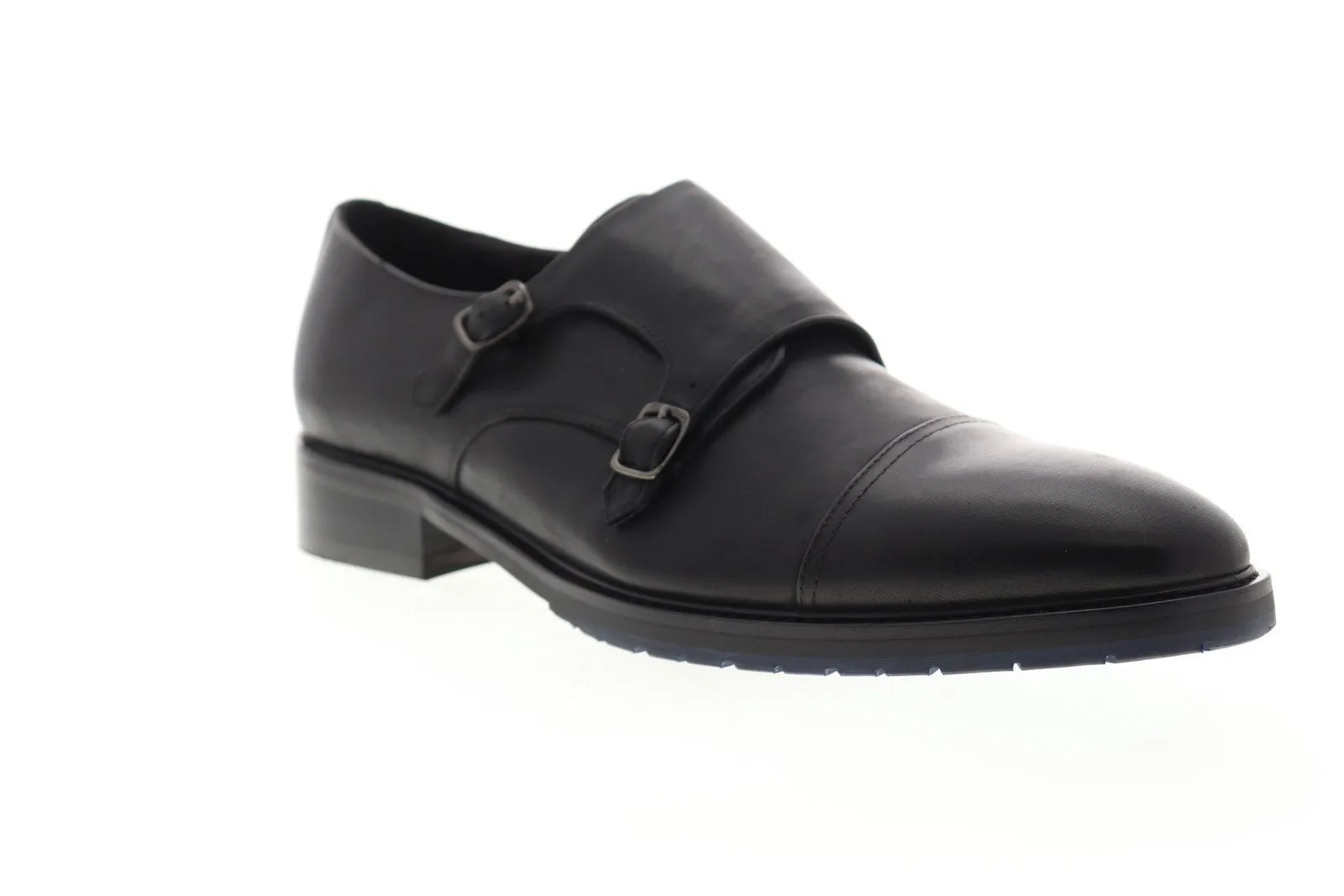 Zanzara Men's Black Leather Monk Strap Oxfords