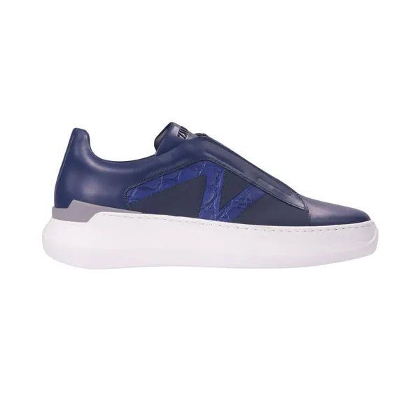 Zilli Men's Blue Sneakers in Calfskin