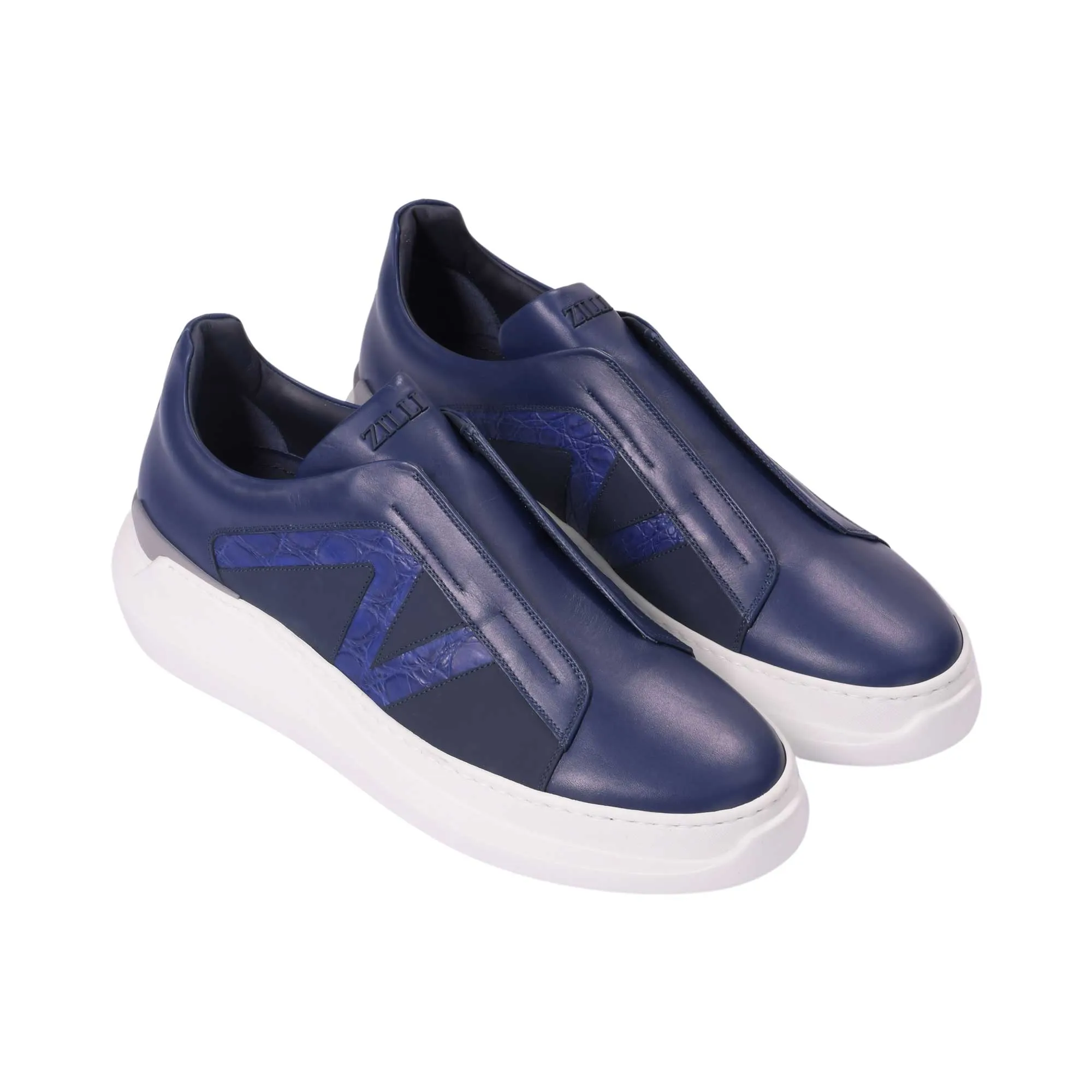 Zilli Men's Blue Sneakers in Calfskin