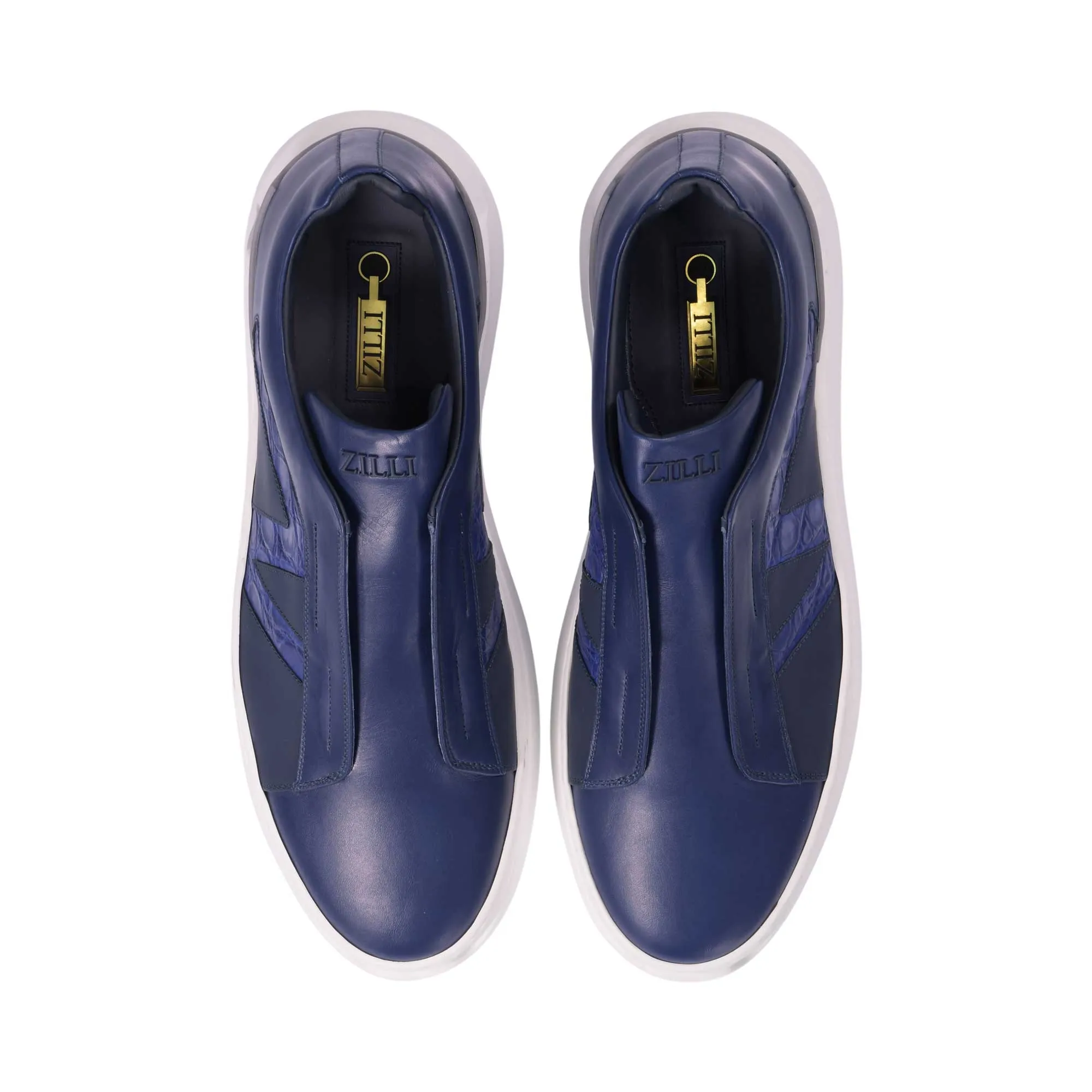 Zilli Men's Blue Sneakers in Calfskin